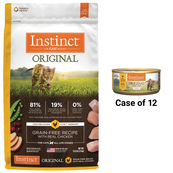 Instinct Original Grain-Free Recipe with Real Chicken Freeze-Dried Raw Coated Dry Food + Pate Real Chicken Recipe Wet Canned Cat Food slide 1 of 9