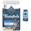 Blue Buffalo Indoor Health Chicken & Brown Rice Recipe Adult Dry Food + Bursts with Paw-Licken Chicken Cat Treats
