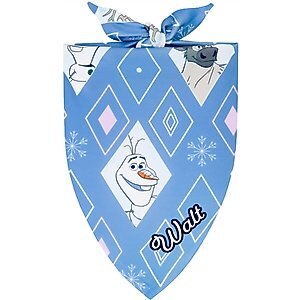 Disney Frozen's Olaf Diamond Pattern Personalized Dog & Cat Bandana, Large
