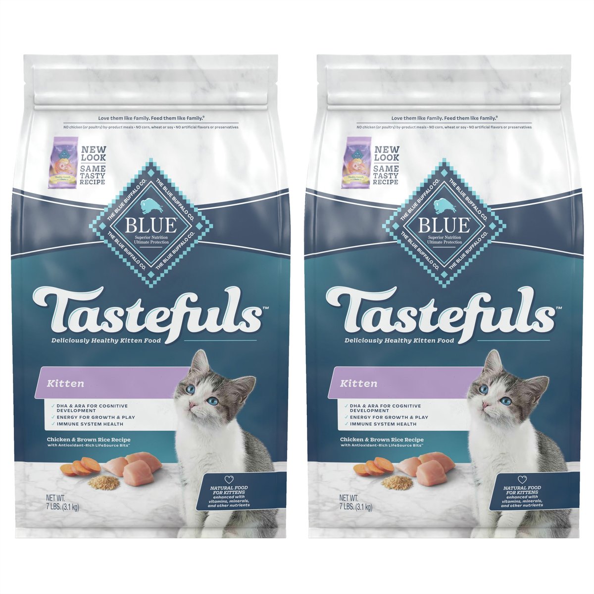 BLUE BUFFALO Tastefuls Natural Chicken Dry Kitten Food, 7-lb bag ...