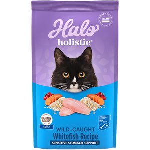 Halo Holistic Wild-Caught Whitefish Recipe Sensitive Stomach Support Adult Dry Cat Food, 6-lb bag, bundle of 2