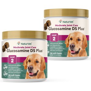 NaturVet Moderate Care Glucosamine DS Plus Soft Chews Joint Supplement for Cats & Dogs, 240 count
