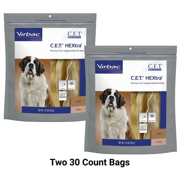Virbac C.E.T. HEXtra Dental Chews for X-Large Dogs, over 51 lbs, 60 count slide 1 of 5