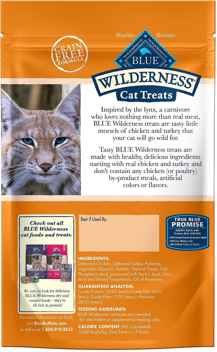 BLUE BUFFALO Wilderness Chicken & Turkey Grain-Free Cat Treats, 2-oz ...