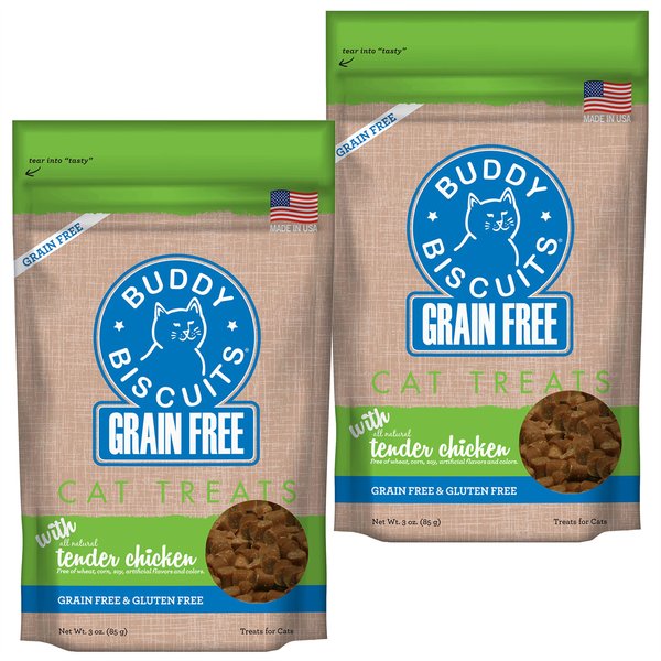 BUDDY BISCUITS GrainFree with Tender Chicken Cat Treats, 3oz bag