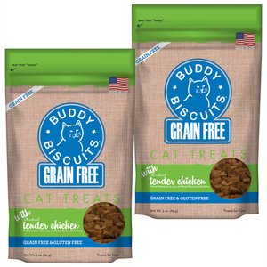 Buddy Biscuits Grain-Free with Tender Chicken Cat Treats, 3-oz bag, bundle of 2