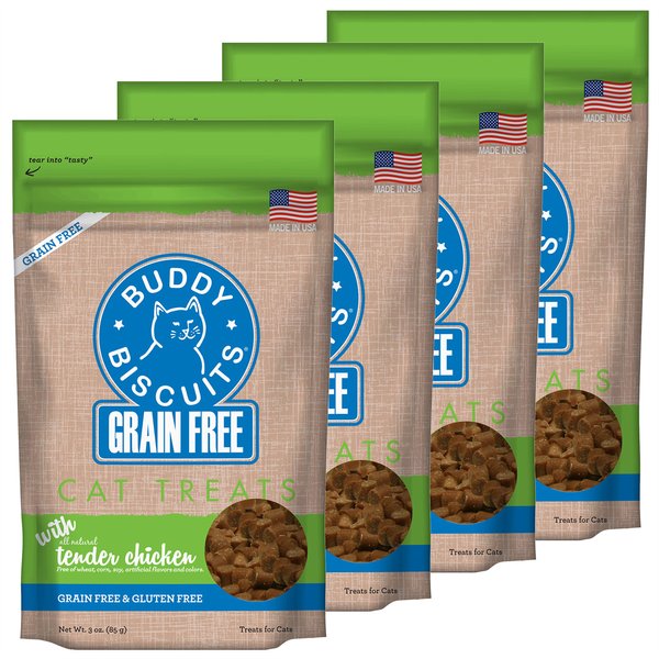 Buddy Biscuits Grain-Free with Tender Chicken Cat Treats, 3-oz bag, bundle of 4 slide 1 of 7