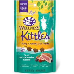 Wellness Kittles Natural Grain-Free Tuna & Cranberries Recipe Crunchy Cat Treats, 2-oz bag, bundle of 2