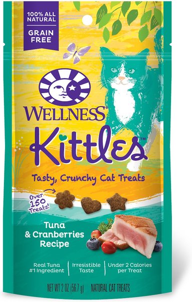 Wellness Kittles Natural Grain-Free Tuna & Cranberries Recipe Crunchy Cat Treats, 2-oz bag, pack of 6 slide 1 of 7