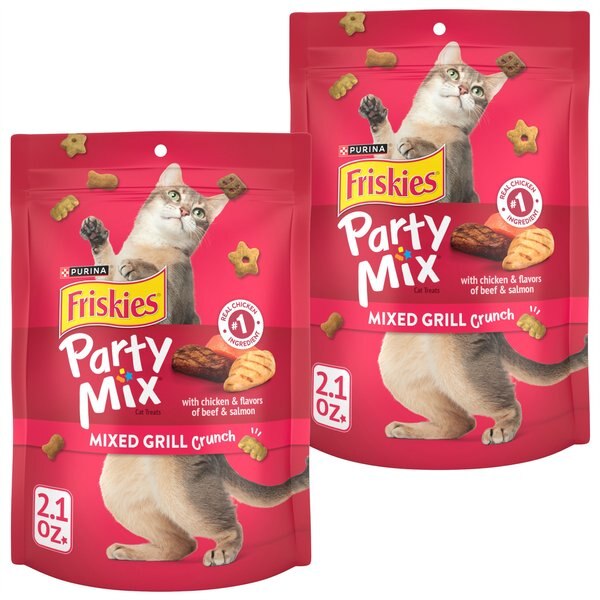 Friskies Party Mix Mixed Grill Crunch Flavor Crunchy Cat Treats, 2.1-oz bag, pack of 2 slide 1 of 11