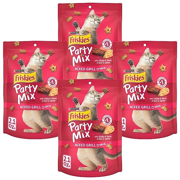 Friskies Party Mix Mixed Grill Crunch Flavor Crunchy Cat Treats, 2.1-oz bag, pack of 4 slide 1 of 11