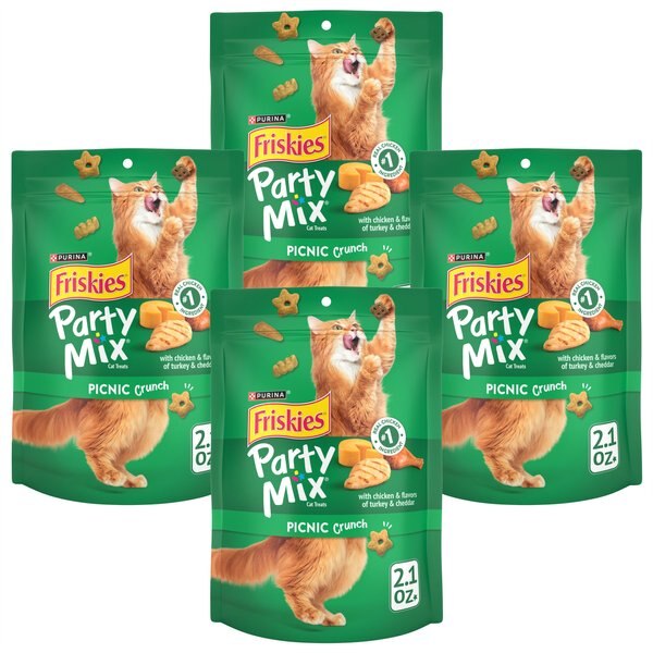 Friskies Party Mix Picnic Crunch Flavor Crunchy Cat Treats, 2.1-oz bag, pack of 4 slide 1 of 9