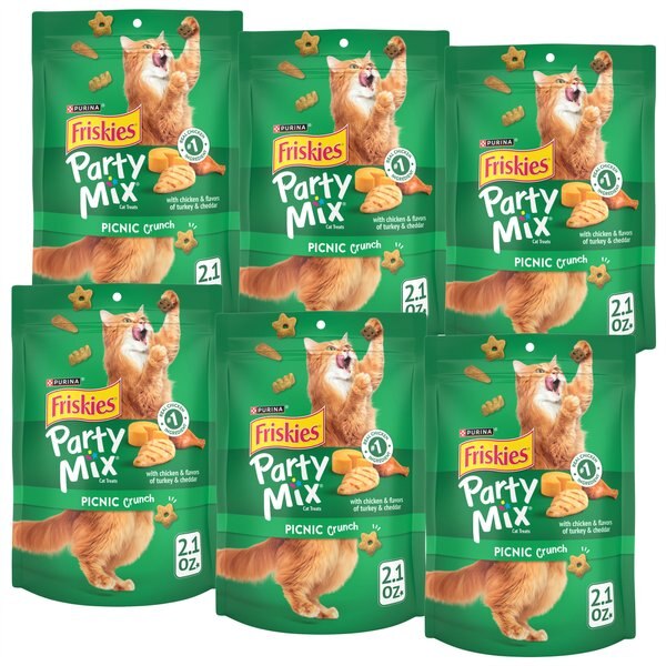 Friskies Party Mix Picnic Crunch Flavor Crunchy Cat Treats, 2.1-oz bag, pack of 6 slide 1 of 9