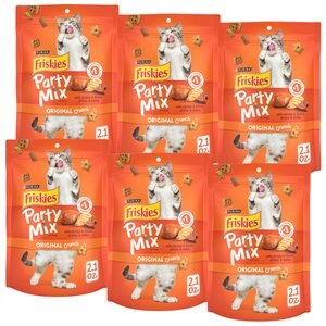 Friskies Party Mix Original Crunch Flavor Crunchy Cat Treats, 2.1-oz bag, bundle of 6