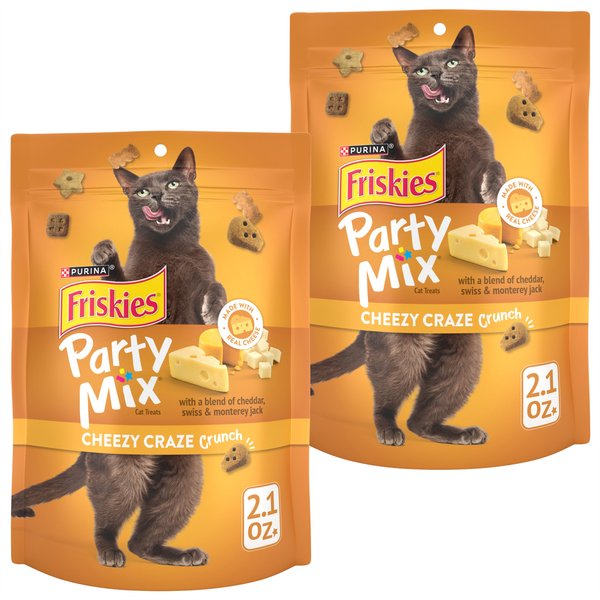 Friskies Party Mix Cheezy Craze Crunch Flavor Crunchy Cat Treats, 2.1-oz bag, bundle of 2 slide 1 of 11