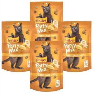 Friskies Party Mix Cheezy Craze Crunch Flavor Crunchy Cat Treats, 2.1-oz bag, bundle of 4