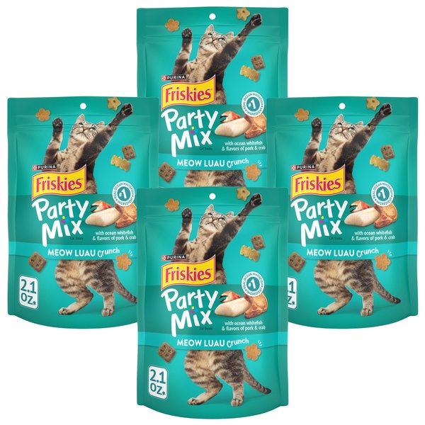 FRISKIES Party Mix Meow Luau Crunch Flavor Crunchy Cat Treats, 2.1oz
