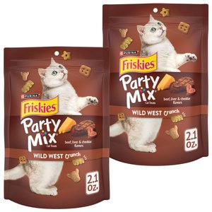 Friskies Party Mix Crunch Wild West Cat Treats, 2.1-oz bag, bundle of 2