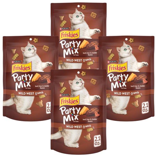 Friskies Party Mix Wild West Crunch Flavor Crunchy Cat Treats, 2.1-oz bag, pack of 4 slide 1 of 11