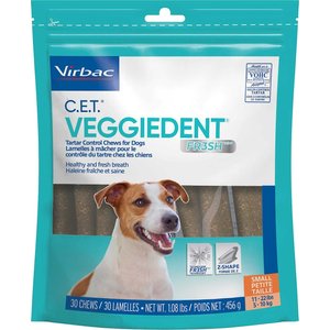 Virbac C.E.T. VeggieDent Fr3sh Dental Chews for Small Dogs, 11-22 lbs, 60 count