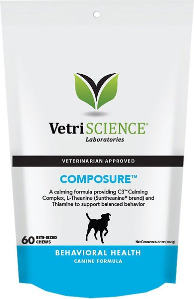 VetriScience Composure Chicken Liver Flavored Soft Chews Calming Supplement for Dogs, 60 count, bundle of 2 slide 1 of 5