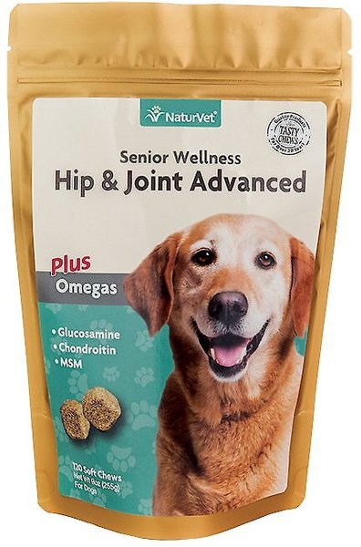 NaturVet Senior Wellness Hip & Joint Advanced Glucosamine, Chondroitin & MSM Plus Omegas Dog Supplement, 240 count slide 1 of 4
