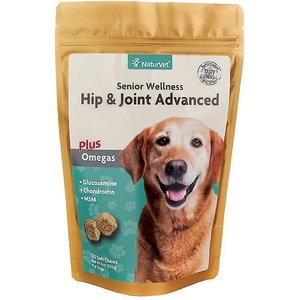 NaturVet Senior Wellness Hip & Joint Advanced Glucosamine, Chondroitin & MSM Plus Omegas Dog Supplement, 240 count