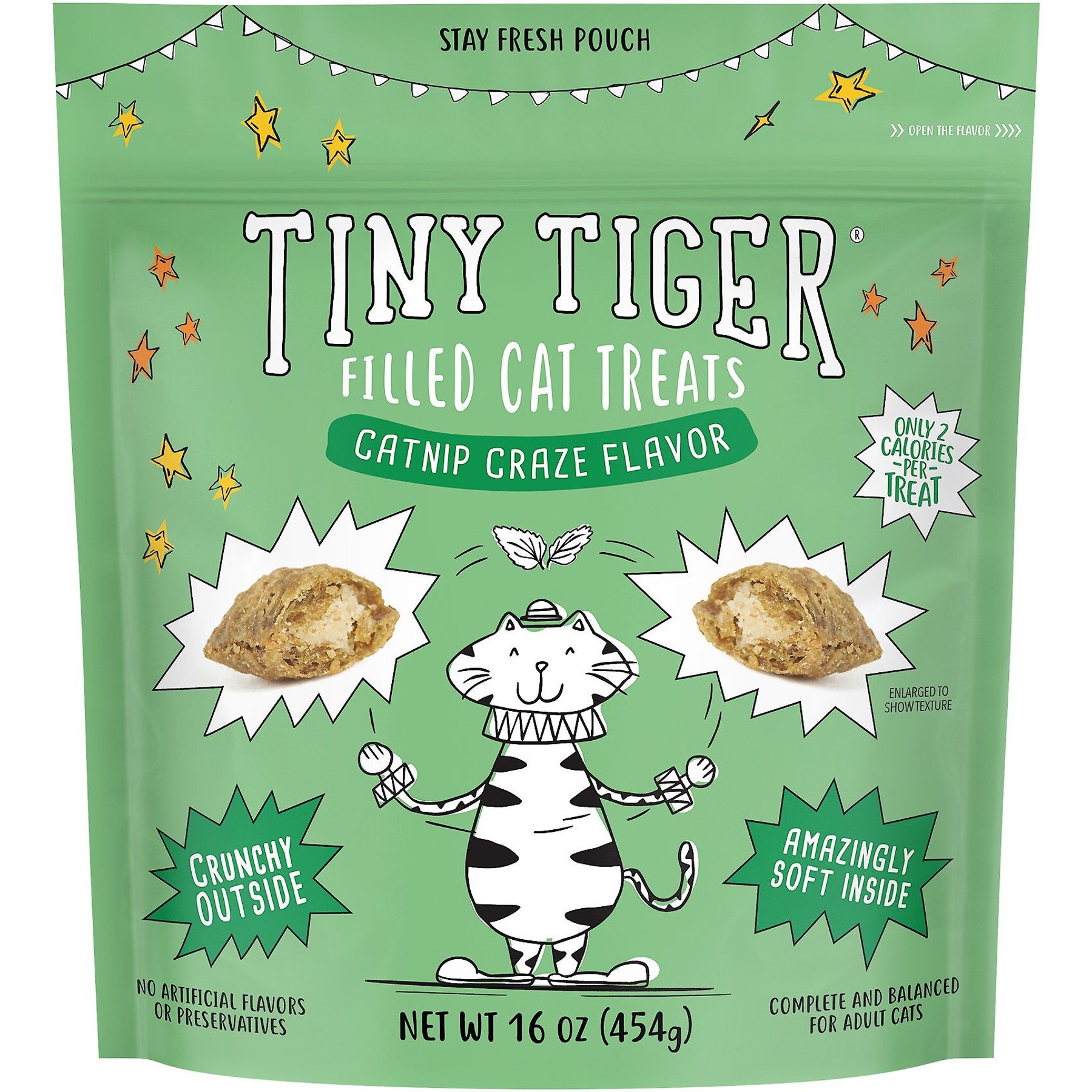 TINY TIGER Catnip Craze Flavor Filled Crunchy Cat Treats 16 oz bag Chewy