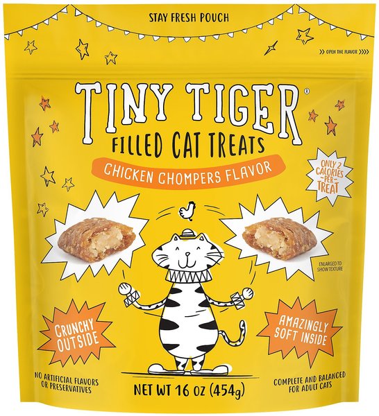Tiny Tiger Chicken Flavor Soft & Crunchy Cat Treats 16-oz bag, pack of 2 slide 1 of 5