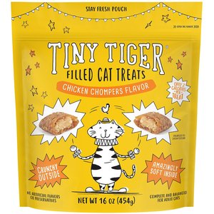 Tiny Tiger Chicken Chompers Flavor Filled Cat Treats, 16-oz bag, 16-oz bag, bundle of 6