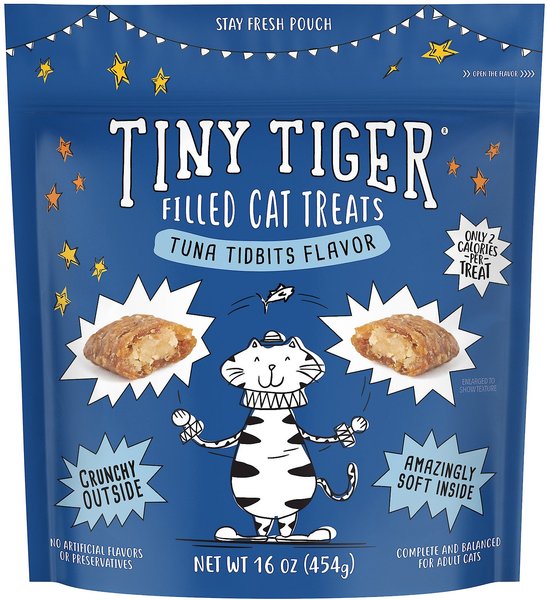 Tiny Tiger Tuna Tidbits Flavor Soft & Crunchy Cat Treats 16-oz bag, pack of 2 slide 1 of 5