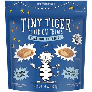 Tiny Tiger Tuna Tidbits Flavor Soft & Crunchy Cat Treats 16-oz bag, pack of 2