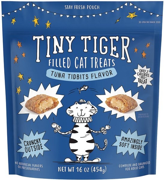 Tiny Tiger Tuna Tidbits Flavor Soft & Crunchy Cat Treats 16-oz bag, pack of 6 slide 1 of 5