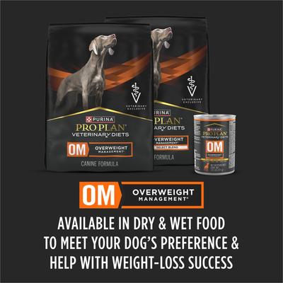 Show full view: Purina Pro Plan Veterinary Diets OM Overweight Management Wet Dog Food, 13.3-oz, case of 24 slide 6 of 12