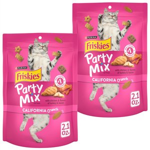 Friskies Party Mix Crunch California Dreamin' Cat Treats, 2.1-oz bag, bundle of 2