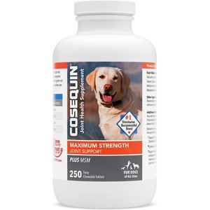 Nutramax Cosequin Hip & Joint Maximum Strength Plus MSM Chewable Tablets Joint Supplement for Dogs, 250 count, bundle of 2