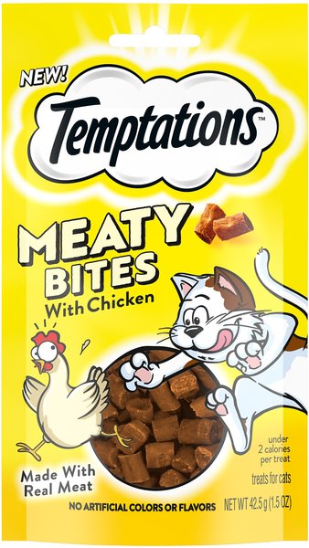Temptations Meaty Bites Chicken Flavor Cat Treats, 1.5-oz pouch, 1.5-oz pouch, bundle of 2 slide 1 of 9