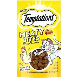 Temptations Meaty Bites Chicken Flavor Cat Treats, 1.5-oz pouch, 1.5-oz pouch, bundle of 6