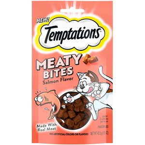 Temptations Meaty Bites Salmon Flavor Cat Treats, 1.5-oz pouch, 1.5-oz pouch, bundle of 4