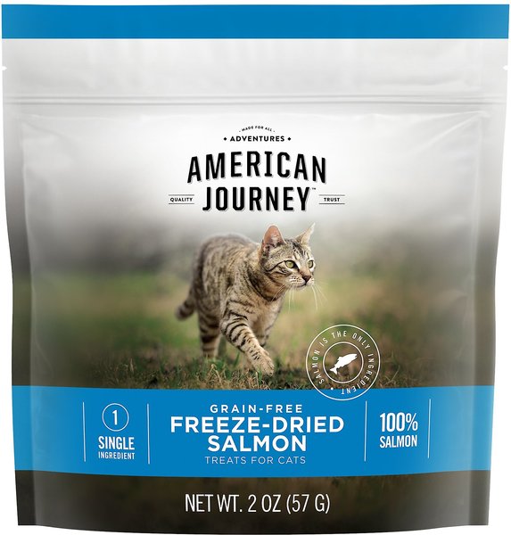 American Journey 100% Salmon Freeze-Dried Grain-Free Cat Treat, 2-oz bag, bundle of 6 slide 1 of 9