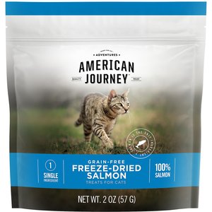 American Journey 100% Salmon Freeze-Dried Grain-Free Cat Treat, 2-oz bag, bundle of 6