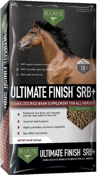Buckeye Nutrition Ultimate Finish SRB+ Stabilized Rice Bran Pellets Horse Supplement, 30-lb bag, bundle of 2 slide 1 of 1