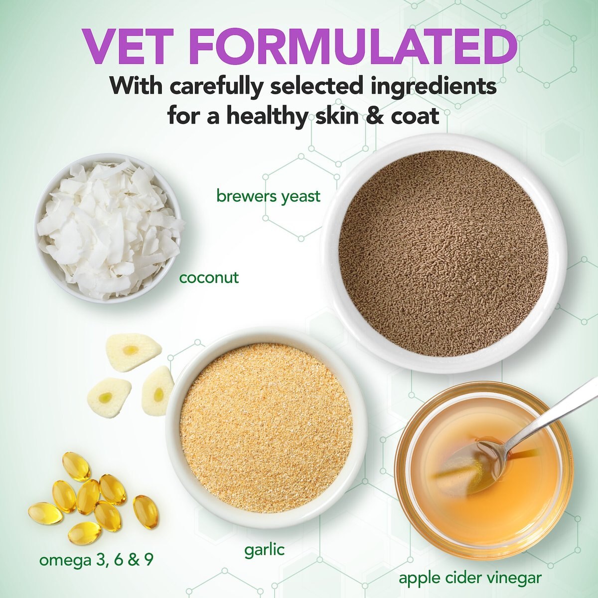 VET'S BEST Healthy Skin & Coat Protection Brewer's Yeast & Garlic Flavored Chews Dog Supplement