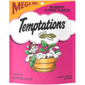 Temptations Blissful Catnip Flavor Cat Treats, 6.3-oz bag, bundle of 4