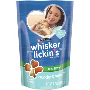 Whisker Lickin's Tuna Flavor Crunchy & Yummy Cat Treats, 1.7-oz bag, bundle of 4