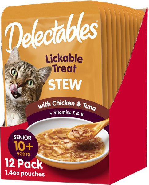 Hartz Delectables Stew Senior 10+ Chicken & Tuna Lickable Cat Treat, 1.4-oz, case of 12, bundle of 4 slide 1 of 11