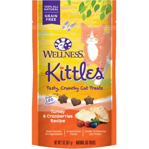 Wellness Kittles Grain-Free Turkey & Cranberries Recipe Crunchy Cat Treats, 2-oz bag, bundle of 4