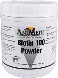 AniMed Biotin 100 Hoof Health Powder Farm Animal & Horse Supplement, 2.5-lb tub, bundle of 2