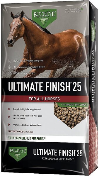 Buckeye Nutrition Ultimate Finish 25 High-Fat Weight Gain Pellets Horse Supplement, 40-lb bag, bundle of 2 slide 1 of 7