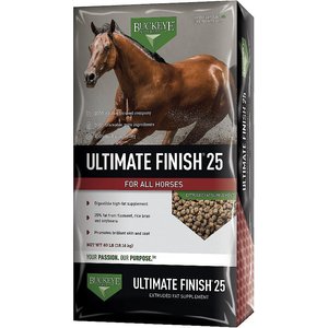 Buckeye Nutrition Ultimate Finish 25 High-Fat Weight Gain Pellets Horse Supplement, 40-lb bag, bundle of 2